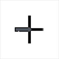 A cross with a black arrow pointing to the right vector