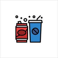 A soda can and a drink are shown in a line vector