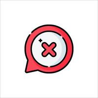 A red speech bubble with an x on it vector