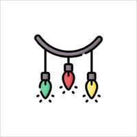 A line drawing of three christmas lights vector