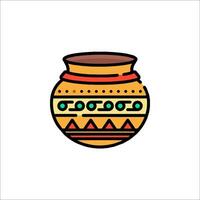 An illustration of a pot with a colorful design vector