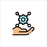 A hand holding a gear wheel icon vector