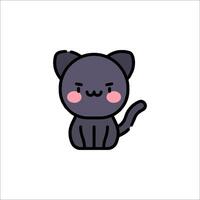 A cute black cat with pink eyes vector