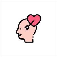 A man's head with a heart on it vector