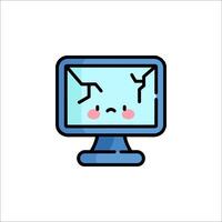 A computer monitor with a broken screen vector