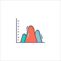 A graph icon with a line and a mountain vector