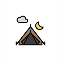 A tent with a moon and clouds vector