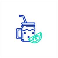 A lemonade icon with a straw and a slice of lemon vector