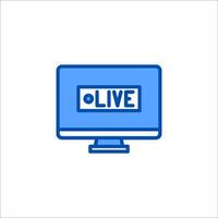 Live icon on a monitor with the word live vector