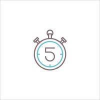 A stopwatch icon with the number five on it vector