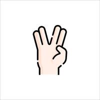 A hand with two fingers up and a peace sign vector