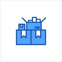 A blue icon of a box with a bow on it vector