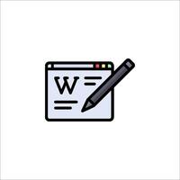 A pen and paper icon with the word w on it vector