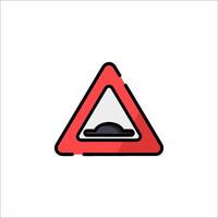 A red triangle sign with a black object in the middle vector