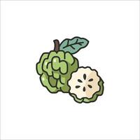 A fruit with leaves and a green fruit vector