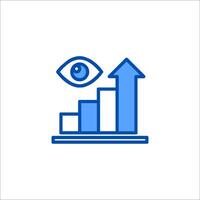An eye on a graph line icon vector