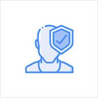 A person with a shield icon on a white background vector
