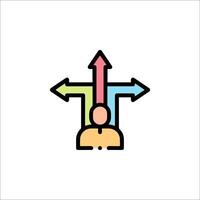 A person with arrows pointing to different directions vector