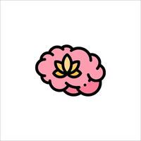 A pink brain with a flower on it vector