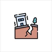A house is falling into a crack in the ground vector