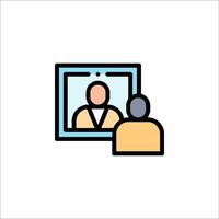 A person is looking at a screen in a frame vector