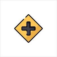 A yellow sign with a plus sign on it vector