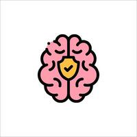 A pink brain with a check mark on it vector
