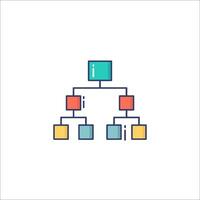 A flat icon of a tree with different colored blocks vector