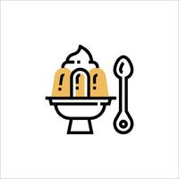 A dessert with a spoon and a bowl vector