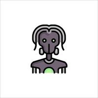 A robot with green eyes and a green light vector