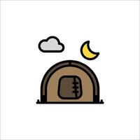 A tent with a moon and clouds vector