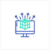 A computer screen with a cube on it vector