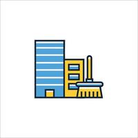 A building with a broom and a trash can vector