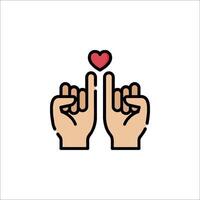 Two hands with a heart in the middle, one pointing up and the other down vector