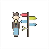 Businessman with arrows pointing to different directions vector