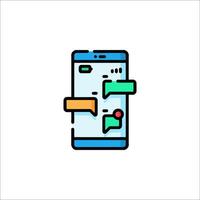 A phone with a chat bubble icon on it vector