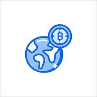 Bitcoin world globe icon vector