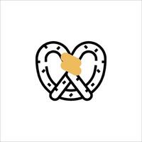 A pretzel is shown in a heart shape vector