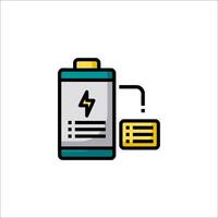 Battery icon with a light bulb and a battery vector