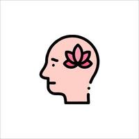 A pink flower in the head of a man vector