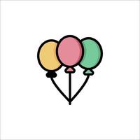 A colorful balloon icon with a green, pink and yellow color scheme vector