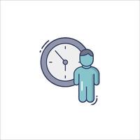 A man is standing next to a clock icon vector