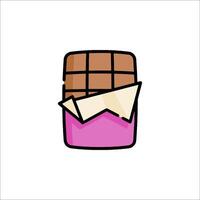 A chocolate bar with a pink wrapper on it vector