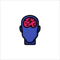 A blue and red head with a brain in it vector