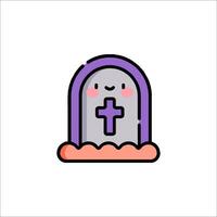 A cartoon graveyard with a cross on top vector