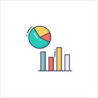 A colorful icon of a pie chart and bar graph vector