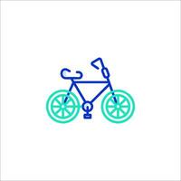 A bicycle icon with a blue and green outline vector