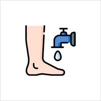 A foot with a tap and water running from it vector