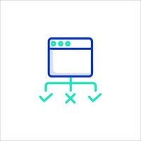 A web page with a green arrow pointing to it vector