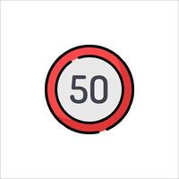 A red and white speed sign with the word 50 vector